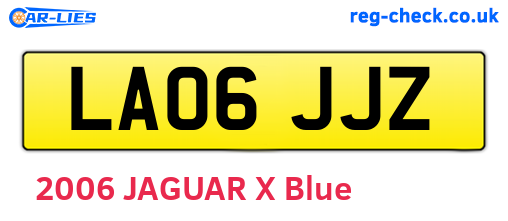 LA06JJZ are the vehicle registration plates.
