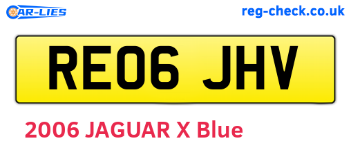 RE06JHV are the vehicle registration plates.