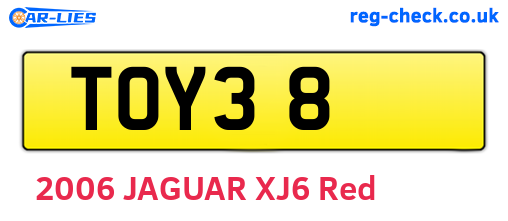 TOY38 are the vehicle registration plates.
