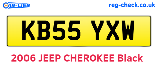 KB55YXW are the vehicle registration plates.