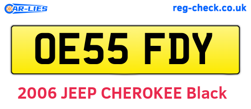 OE55FDY are the vehicle registration plates.