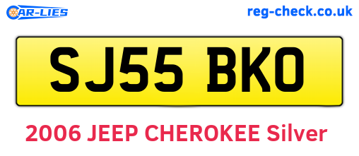 SJ55BKO are the vehicle registration plates.