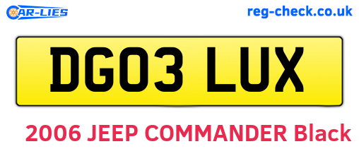 DG03LUX are the vehicle registration plates.