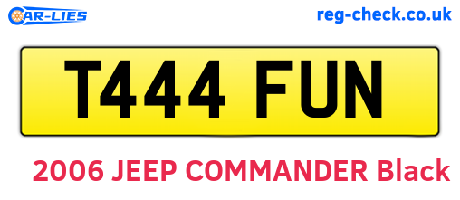 T444FUN are the vehicle registration plates.