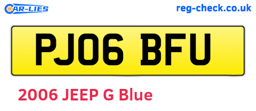 PJ06BFU are the vehicle registration plates.