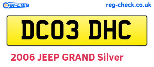 DC03DHC are the vehicle registration plates.