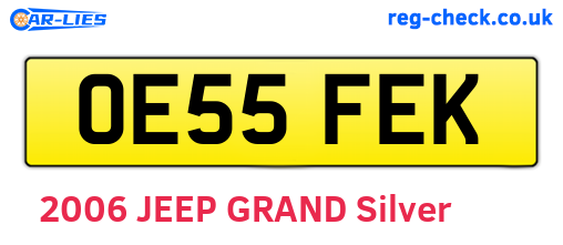 OE55FEK are the vehicle registration plates.