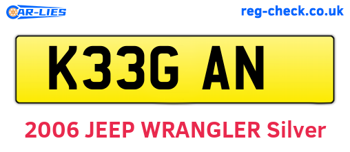 K33GAN are the vehicle registration plates.