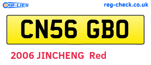 CN56GBO are the vehicle registration plates.