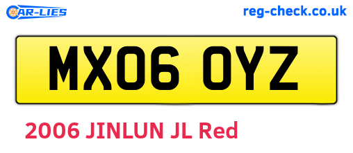 MX06OYZ are the vehicle registration plates.