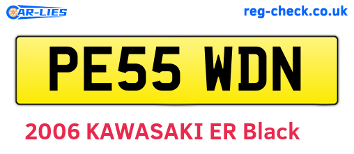 PE55WDN are the vehicle registration plates.