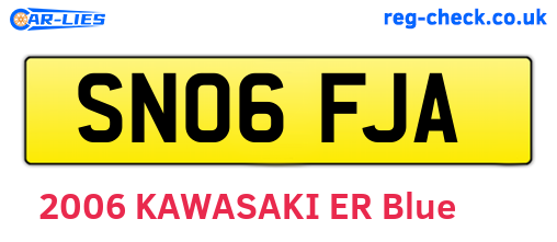 SN06FJA are the vehicle registration plates.