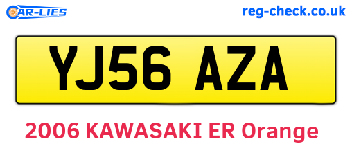 YJ56AZA are the vehicle registration plates.