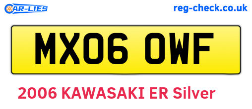 MX06OWF are the vehicle registration plates.