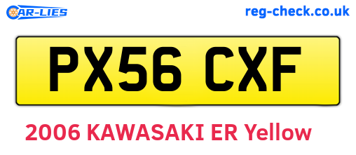 PX56CXF are the vehicle registration plates.