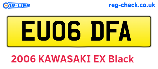 EU06DFA are the vehicle registration plates.