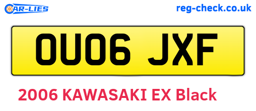 OU06JXF are the vehicle registration plates.