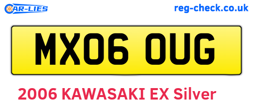 MX06OUG are the vehicle registration plates.