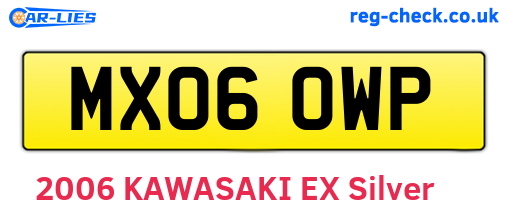 MX06OWP are the vehicle registration plates.