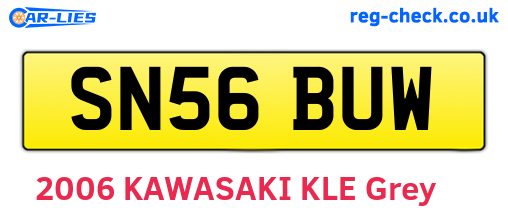 SN56BUW are the vehicle registration plates.