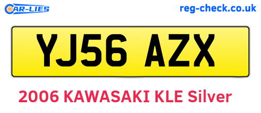 YJ56AZX are the vehicle registration plates.