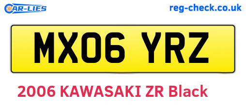 MX06YRZ are the vehicle registration plates.