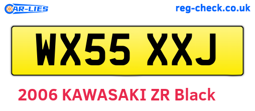 WX55XXJ are the vehicle registration plates.