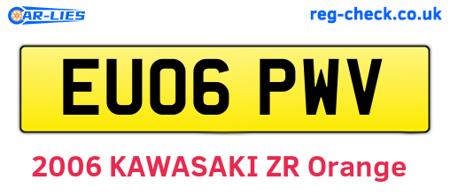 EU06PWV are the vehicle registration plates.