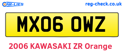 MX06OWZ are the vehicle registration plates.