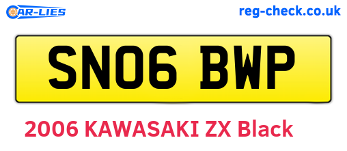 SN06BWP are the vehicle registration plates.