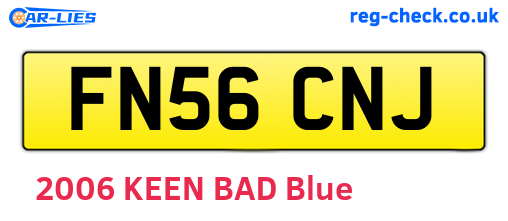 FN56CNJ are the vehicle registration plates.