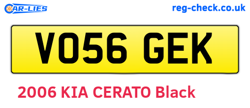 VO56GEK are the vehicle registration plates.