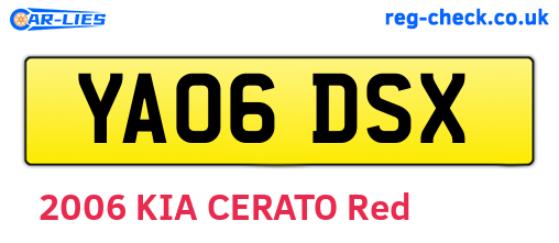 YA06DSX are the vehicle registration plates.