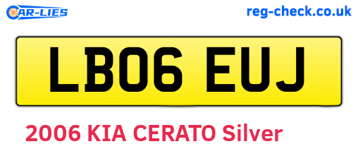 LB06EUJ are the vehicle registration plates.