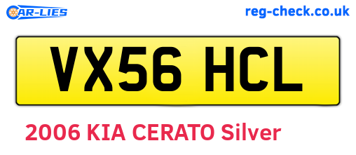 VX56HCL are the vehicle registration plates.