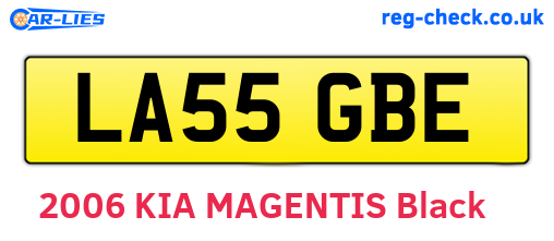 LA55GBE are the vehicle registration plates.