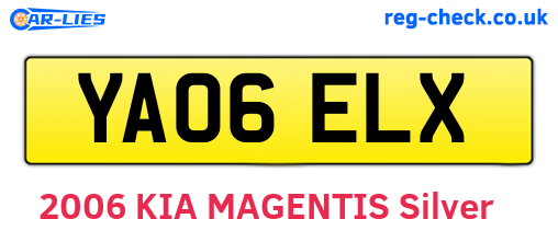 YA06ELX are the vehicle registration plates.