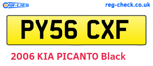 PY56CXF are the vehicle registration plates.