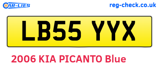LB55YYX are the vehicle registration plates.