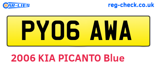 PY06AWA are the vehicle registration plates.