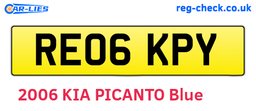 RE06KPY are the vehicle registration plates.