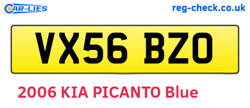 VX56BZO are the vehicle registration plates.