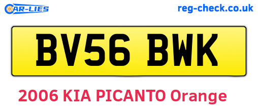 BV56BWK are the vehicle registration plates.