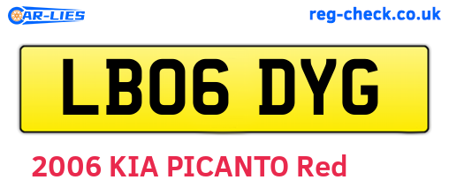 LB06DYG are the vehicle registration plates.