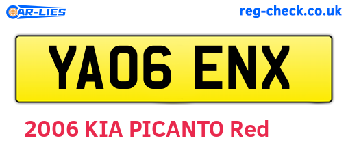 YA06ENX are the vehicle registration plates.