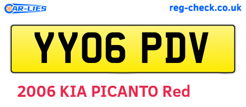 YY06PDV are the vehicle registration plates.