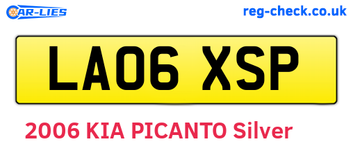 LA06XSP are the vehicle registration plates.