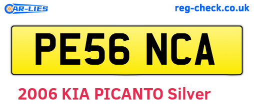 PE56NCA are the vehicle registration plates.
