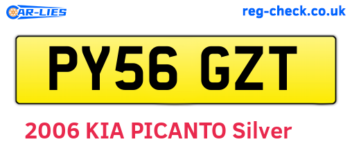 PY56GZT are the vehicle registration plates.