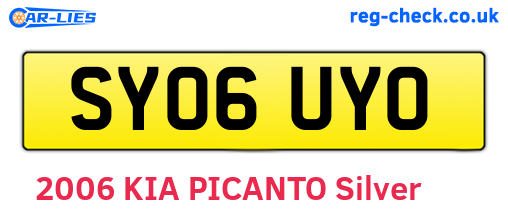 SY06UYO are the vehicle registration plates.